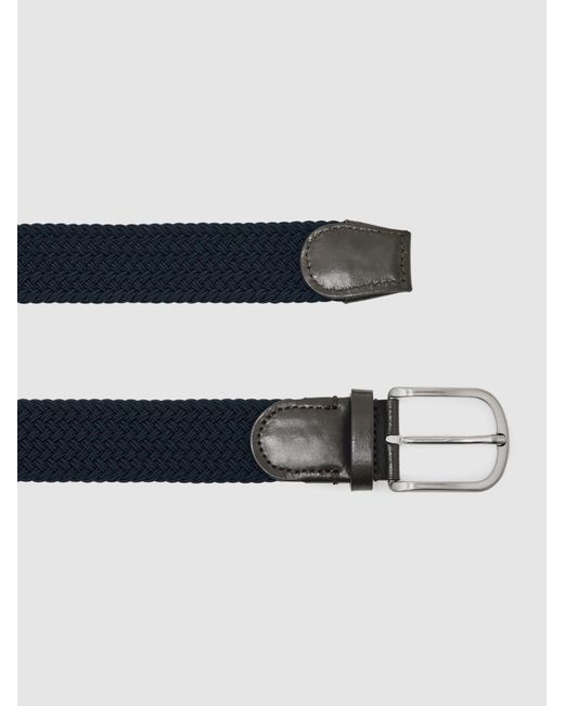 Reiss Blue Basket-Weave Belt for men