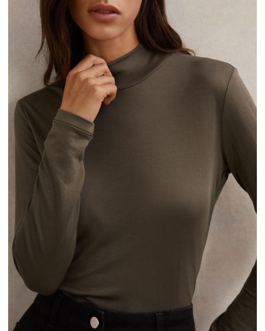 Reiss Multicolor Lyocell-Blend Funnel-Neck Top