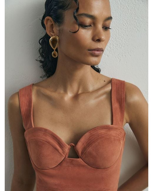 ATELIER Brown Suede Bustier Top