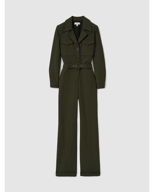 Reiss Green Ray Jumpsuit Plain