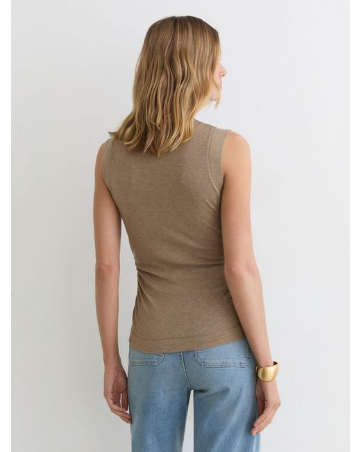 Reiss White Hattie - Dark Neutral Funnel-neck Jersey-knit Vest With Wool, Xs (us 2)