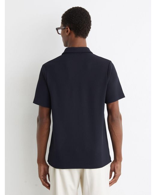 Reiss Blue Kennedy - Navy Textured Half-button Polo Shirt, M for men