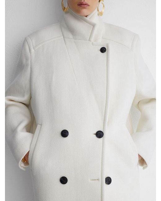 ATELIER Black Wool-Blend Double-Breasted Relaxed Coat