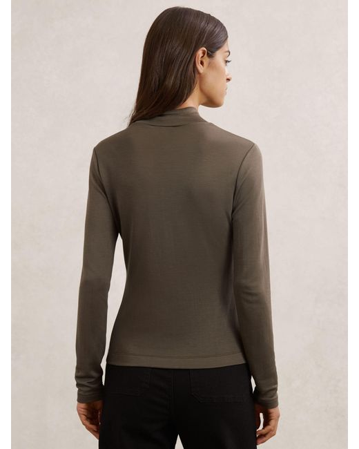 Reiss Multicolor Lyocell-Blend Funnel-Neck Top