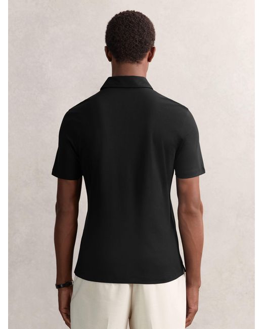 Reiss Black Air-Water Cotton Polo Shirt for men