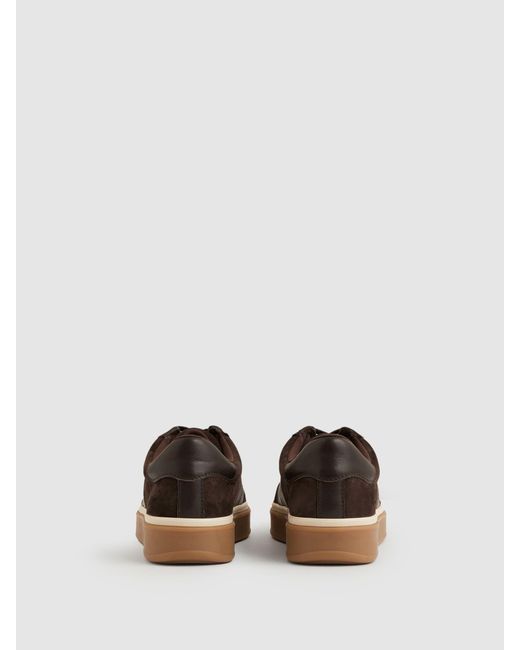 Reiss Brown Lizzie Suede Low-Top Trainers