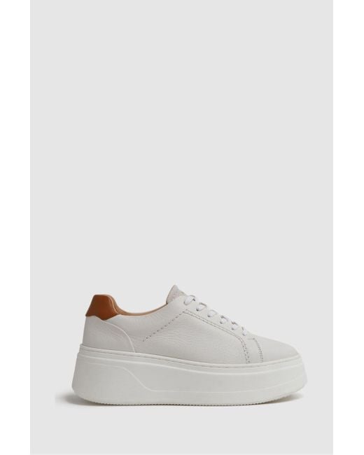 Reiss Connie - White Chunky Leather Trainers