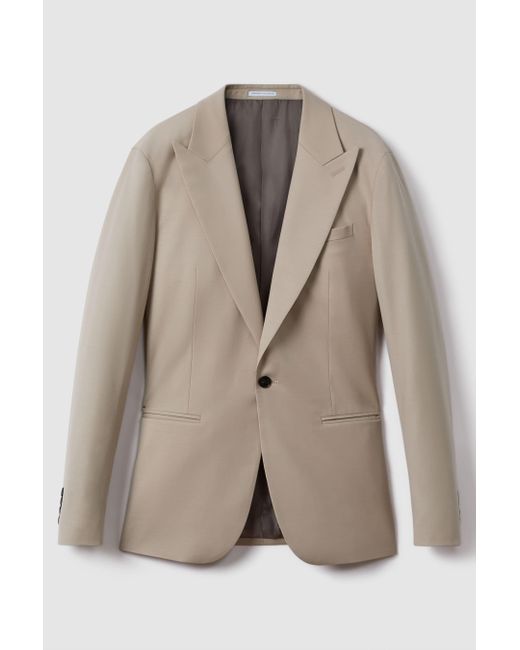 Reiss Natural Dillon - Stone Slim Fit Wool Blend Single Breasted Blazer for men