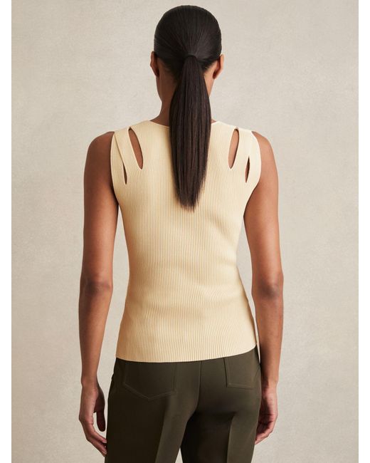 Reiss Natural Cut-Out Rib-Knit Vest