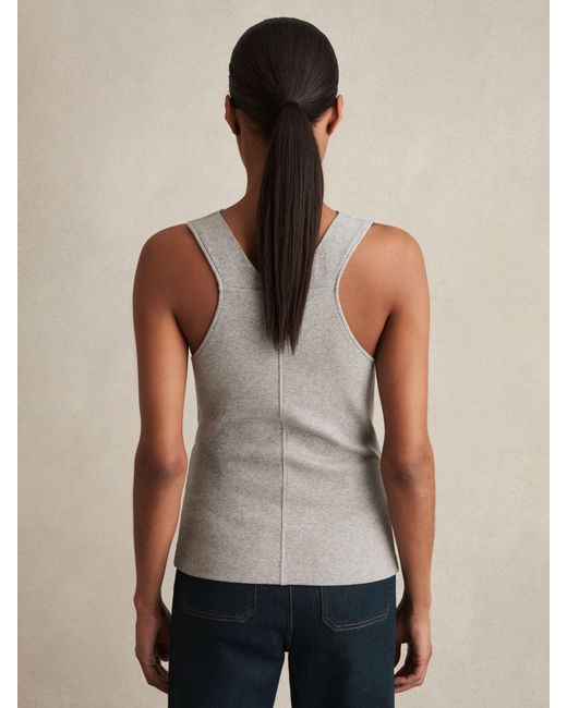 Reiss Multicolor Lyra - Grey Marl Ribbed Cowl-neck Vest, Xl (us 16-18)