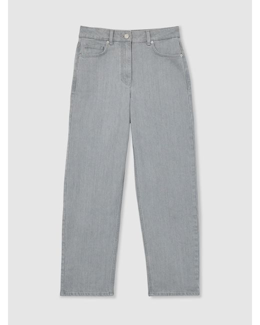 Reiss Gray Selin Mid-Rise Straight-Leg Jeans