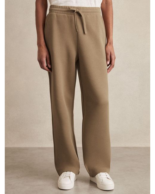 Reiss Natural Cotton-Blend Interlock Wide-Leg Joggers