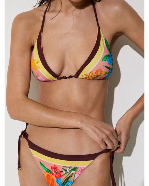 Reiss White Tina - Pink Floral-print Side-tie Bikini Bottoms, Us 12