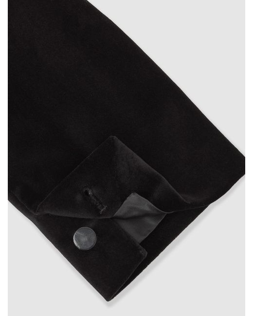 Reiss Black Double-Breasted Velvet Blazer Tailored-Fit for men