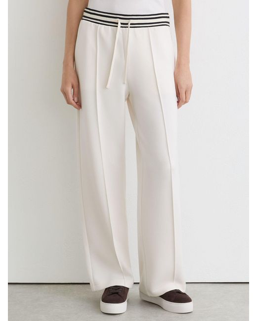 Reiss White Verity - Ivory Petite Premium Interlock Stripe-waist Joggers, Xl (us 16-18)