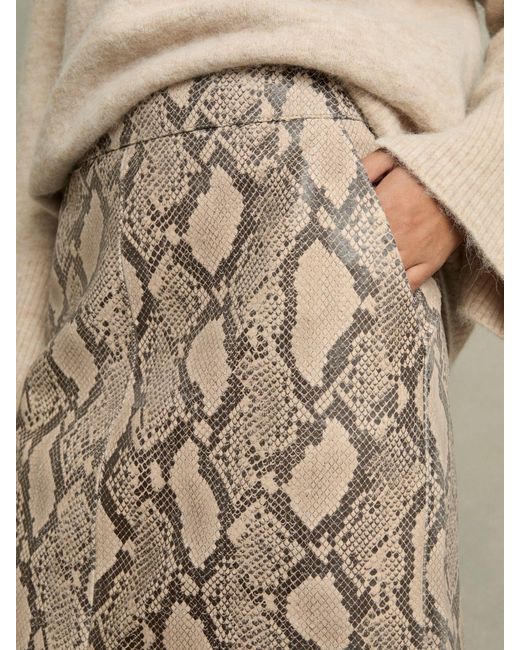 Reiss Natural Missa Pencil Skirt Leather Snakeskin