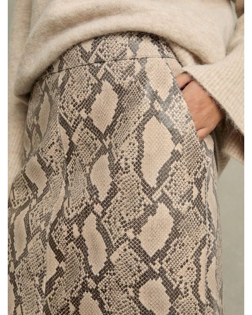 Reiss Natural Missa Pencil Skirt Leather Snakeskin