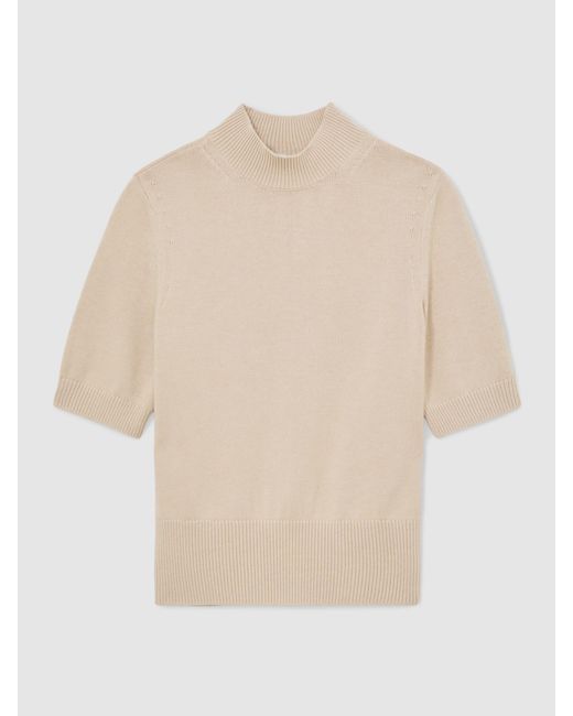 Reiss Natural Cotton And Wool Funnel-Neck Knit Top