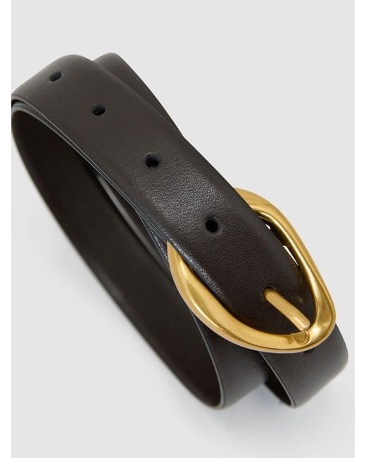 Reiss Blue Leather Sculpted-Buckle Belt