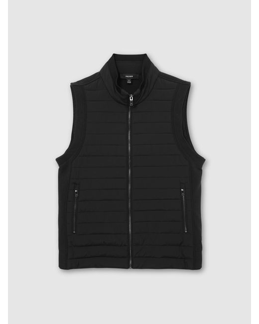 Reiss Black Quilt And Knit Zip-Through Gilet for men