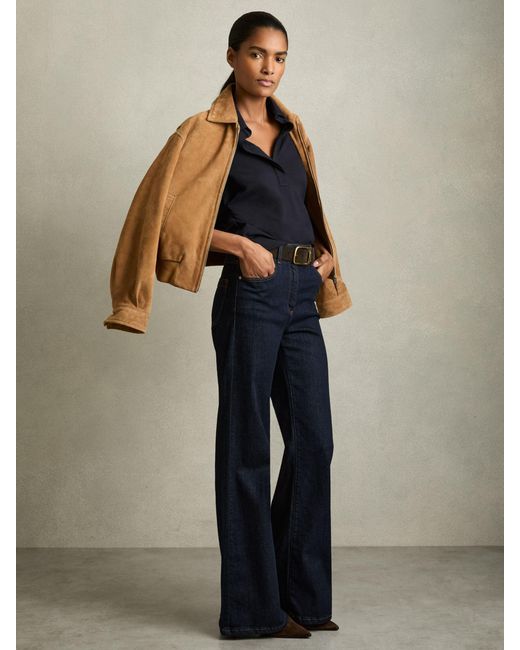 Reiss Natural Suede Bomber Jacket