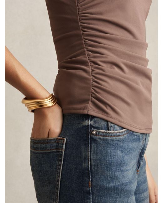 Reiss Blue Ruched-Side Jersey Top