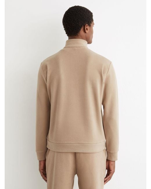 Reiss Natural Cotton-Blend Ribbed Half-Zip Jumper for men