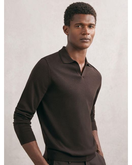 Reiss Multicolor Merino Wool Open-Collar Polo Shirt for men