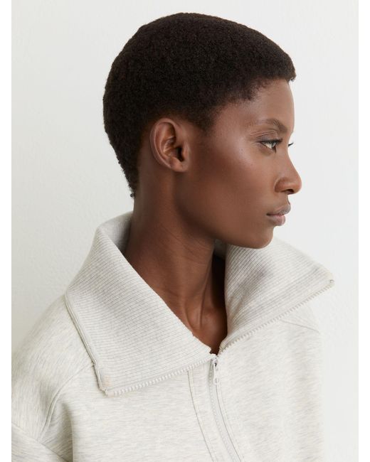 Reiss Natural Premium Interlock Zip-Front Sweatshirt