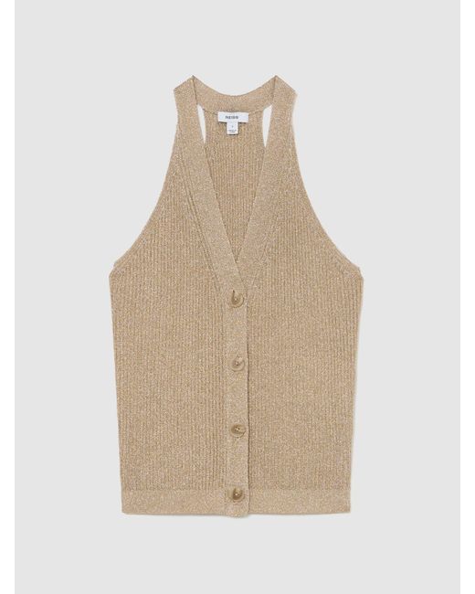 Reiss Metallic Rib-Knit Waistcoat