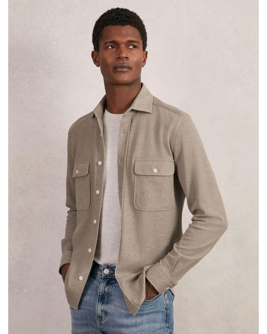 Reiss Natural Textured Twin Pocket Cotton Blend Overshirt for men