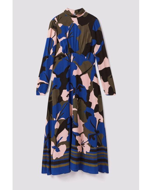 Florere Blue Midi Dress Viscose Printed