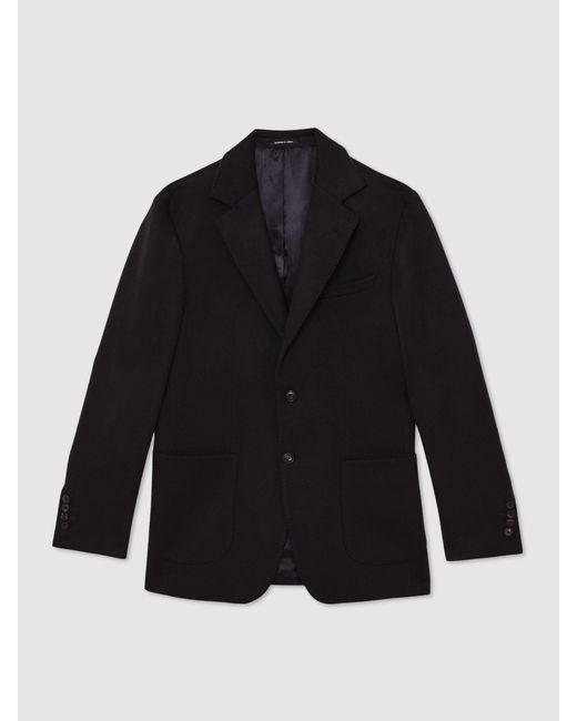 Reiss Black Atelier Cashmere Single-Breasted Blazer Tailored-Fit for men