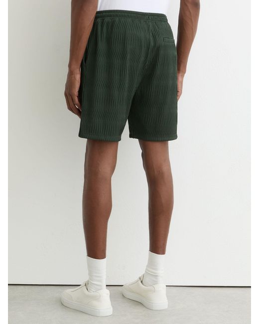Reiss Green Textured-Wave Drawstring Shorts for men