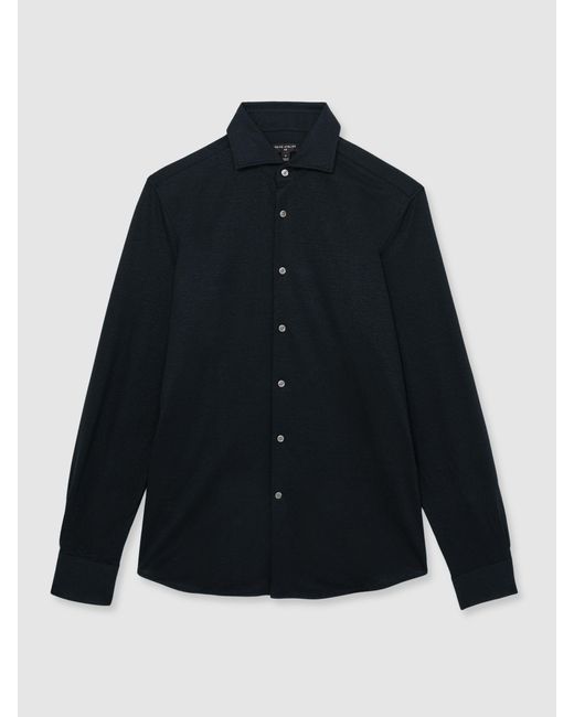 Reiss Gray Atelier Linen-Blend-Jersey Shirt for men