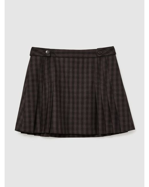 Reiss Black Wool Pleated Mini Skirt