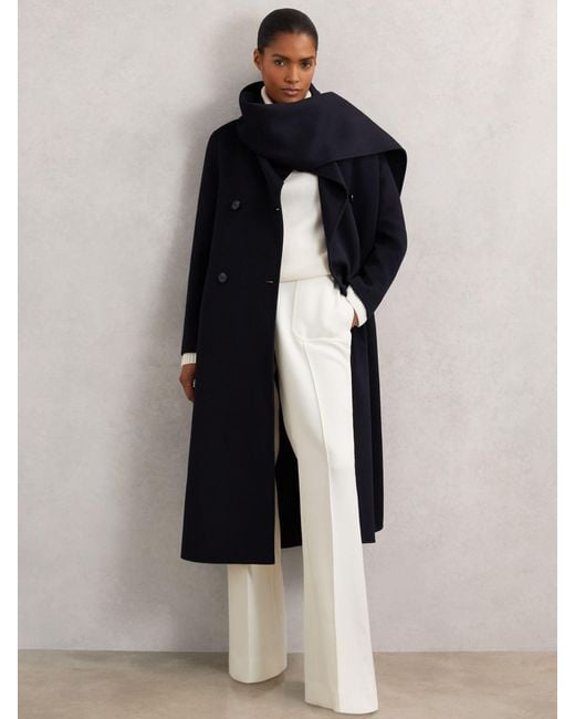Reiss Blue Petite Wool-Blend Scarf Blindseam Coat