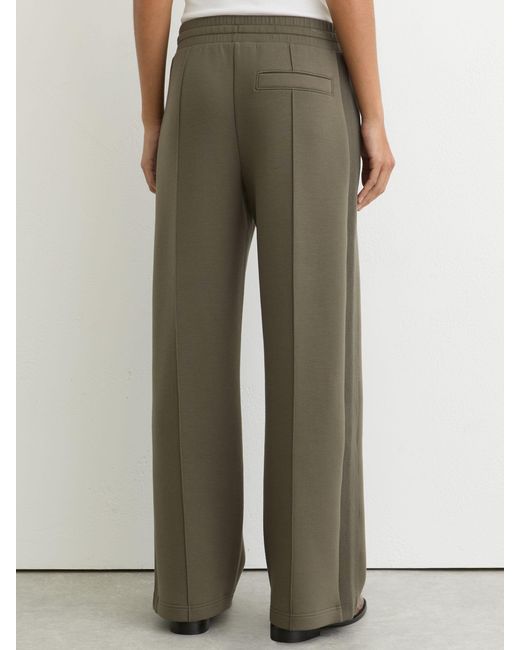 Reiss Bella - Khaki Green Premium Interlock Wide-leg Joggers, L Regular (uk 16-18)