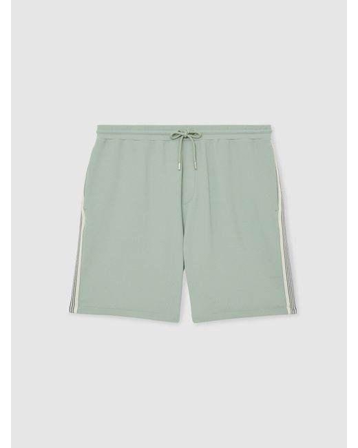 Reiss Blue Textured Side-Stripe Drawstring Shorts for men