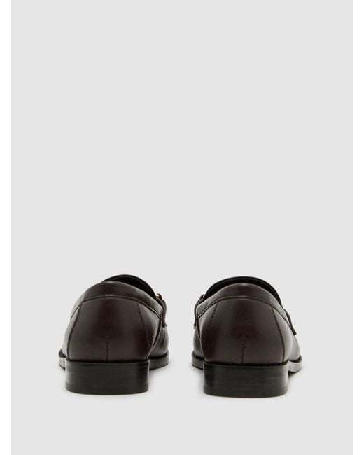 Reiss White Leather Hardware-Detail Loafers