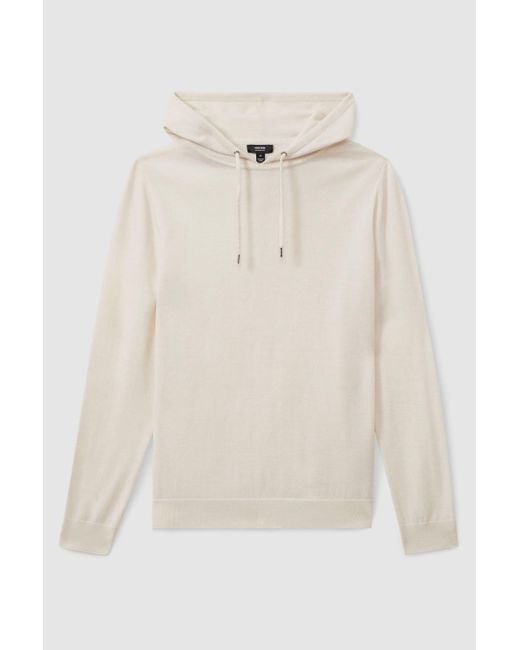 Reiss Natural Holland - Snow Merino Wool Drawstring Hoodie, S for men