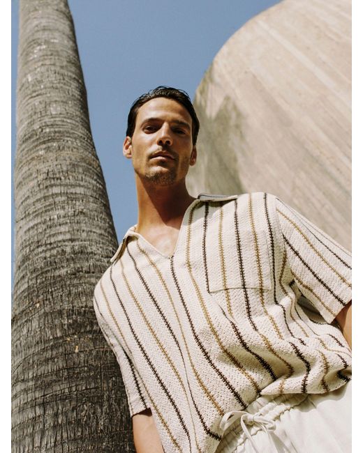 Reiss Multicolor Crochet Stripe Overhead Shirt for men