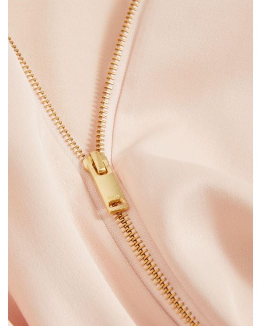 Reiss Pink Leanna Atelier Zipped Satin Maxi Dress With Virgin Wool