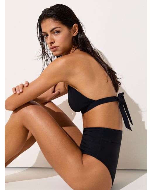 Reiss Maisie - Black High-waisted Ruched Bikini Bottoms, Us 10