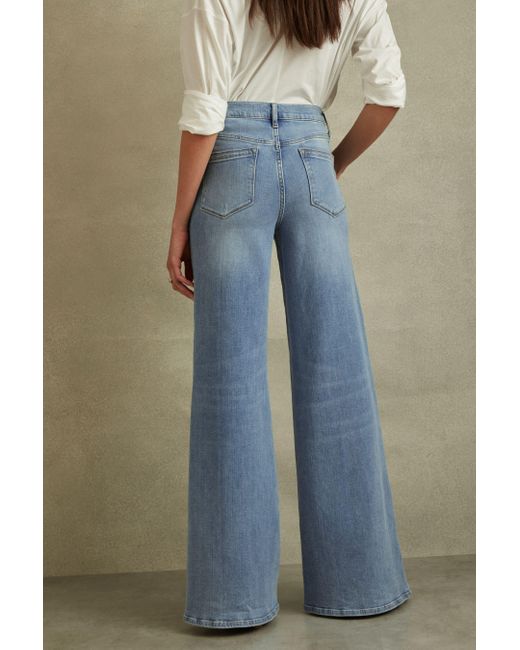 Reiss Natural Ameria - Light Blue Petite Palazzo Jeans