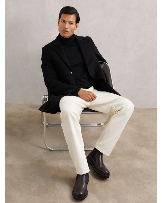 Reiss Black Leather Chelsea Boots for men