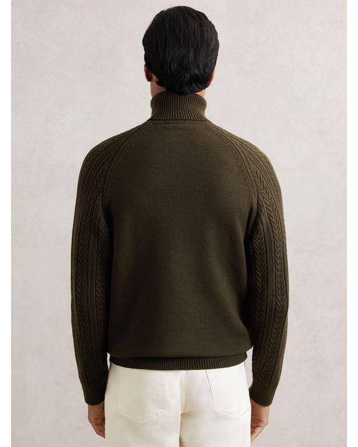 Reiss Black Cable-Knit Roll-Neck Jumper With Wool for men