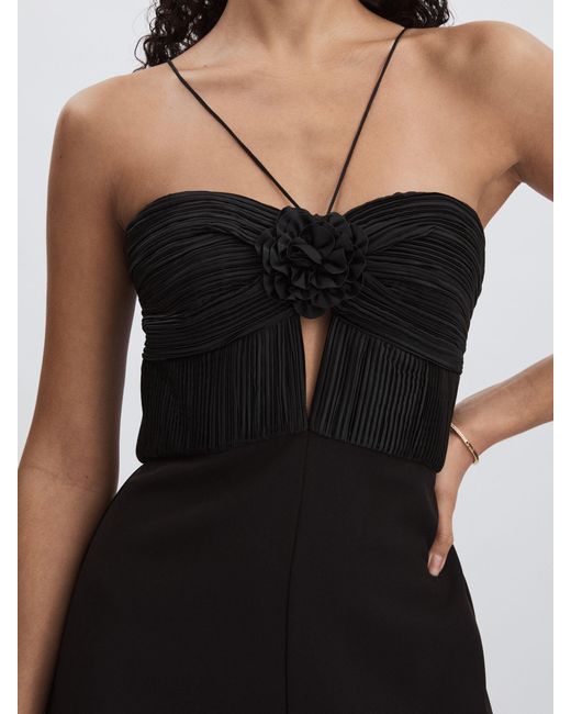 AMUR Black Cady Rosette Jumpsuit