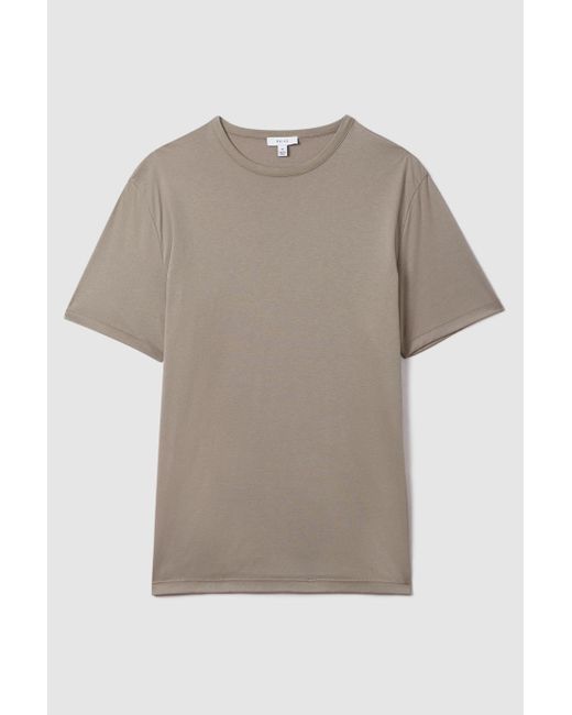 Reiss Gray Day - Cinder Mercerised Cotton Crew Neck T-shirt for men