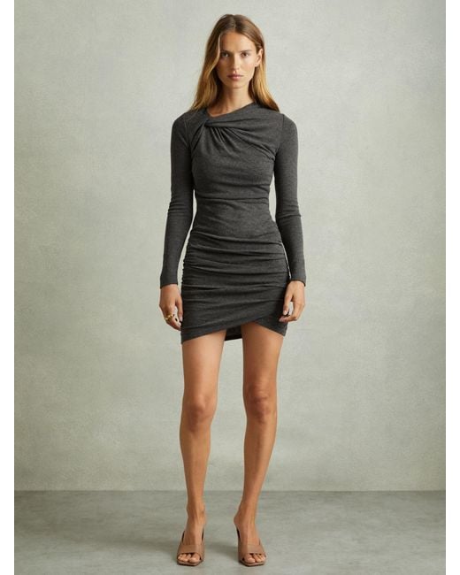 【海外限定】REISSワンピース☆Vesta Knitted Twist Detail Mini Reiss Knitted Twist Detail Mini Dress in Grey | REISS